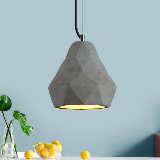 7"/10" W 1 Light Mini Pendant Light Fixture Antiqued Restaurant Ceiling Lamp with Geometry Cement Shade in Grey Grey 7" Clearhalo 'Ceiling Lights' 'Industrial Pendants' 'Industrial' 'Middle Century Pendants' 'Pendant Lights' 'Pendants' 'Tiffany' Lighting' 737899