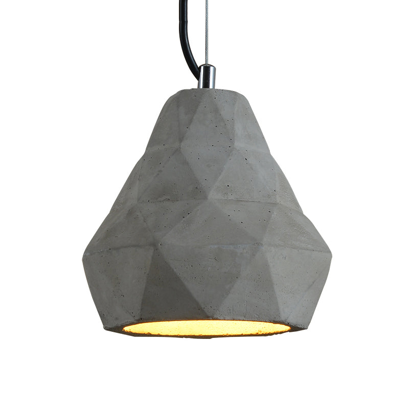 7"/10" W 1 Light Mini Pendant Light Fixture Antiqued Restaurant Ceiling Lamp with Geometry Cement Shade in Grey Clearhalo 'Ceiling Lights' 'Industrial Pendants' 'Industrial' 'Middle Century Pendants' 'Pendant Lights' 'Pendants' 'Tiffany' Lighting' 737901