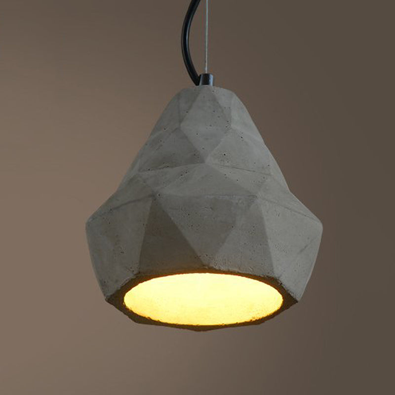 7"/10" W 1 Light Mini Pendant Light Fixture Antiqued Restaurant Ceiling Lamp with Geometry Cement Shade in Grey Clearhalo 'Ceiling Lights' 'Industrial Pendants' 'Industrial' 'Middle Century Pendants' 'Pendant Lights' 'Pendants' 'Tiffany' Lighting' 737902