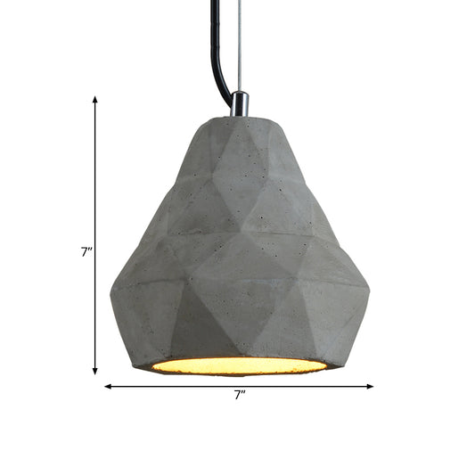 7"/10" W 1 Light Mini Pendant Light Fixture Antiqued Restaurant Ceiling Lamp with Geometry Cement Shade in Grey Clearhalo 'Ceiling Lights' 'Industrial Pendants' 'Industrial' 'Middle Century Pendants' 'Pendant Lights' 'Pendants' 'Tiffany' Lighting' 737903