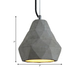7"/10" W 1 Light Mini Pendant Light Fixture Antiqued Restaurant Ceiling Lamp with Geometry Cement Shade in Grey Clearhalo 'Ceiling Lights' 'Industrial Pendants' 'Industrial' 'Middle Century Pendants' 'Pendant Lights' 'Pendants' 'Tiffany' Lighting' 737903