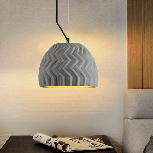 Grey Dome Ceiling Light Vintage Cement 1 Head Coffee House Hanging Lamp Fixture, 6"/10" Wide Grey 6" Clearhalo 'Ceiling Lights' 'Industrial Pendants' 'Industrial' 'Middle Century Pendants' 'Pendant Lights' 'Pendants' 'Tiffany' Lighting' 737904