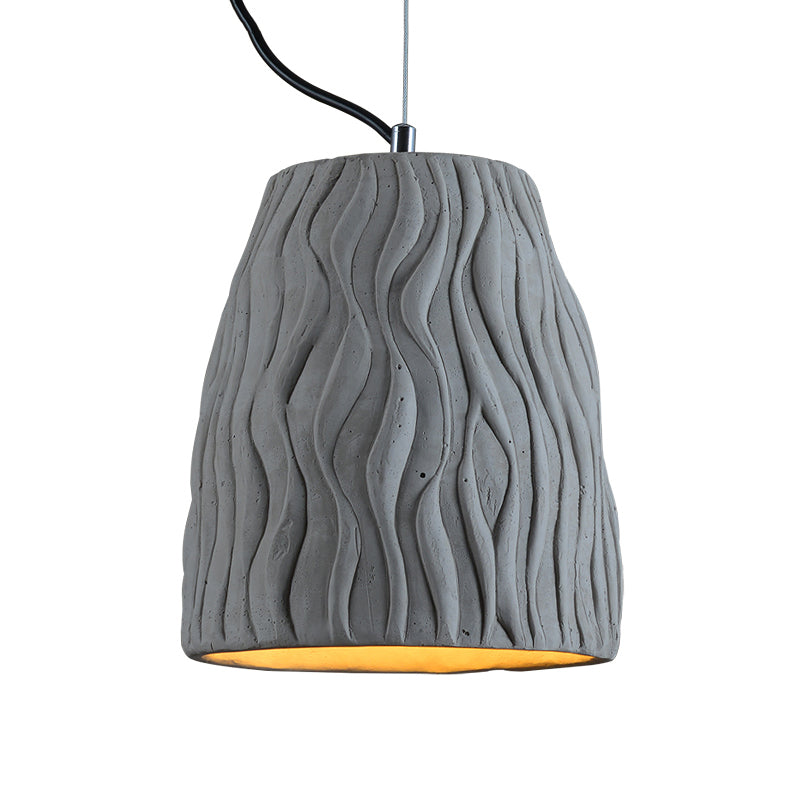 Grey Dome Ceiling Light Vintage Cement 1 Head Coffee House Hanging Lamp Fixture, 6"/10" Wide Clearhalo 'Ceiling Lights' 'Industrial Pendants' 'Industrial' 'Middle Century Pendants' 'Pendant Lights' 'Pendants' 'Tiffany' Lighting' 737910