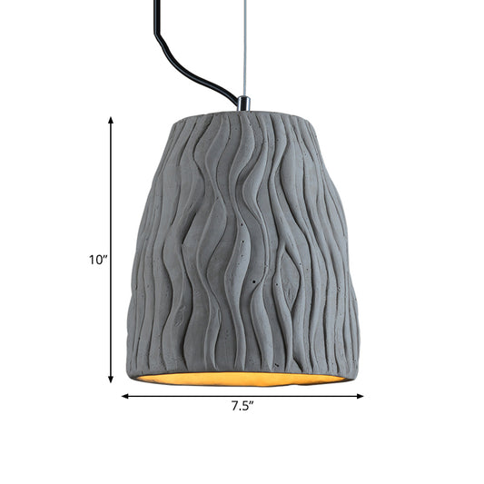 Grey Dome Ceiling Light Vintage Cement 1 Head Coffee House Hanging Lamp Fixture, 6"/10" Wide Clearhalo 'Ceiling Lights' 'Industrial Pendants' 'Industrial' 'Middle Century Pendants' 'Pendant Lights' 'Pendants' 'Tiffany' Lighting' 737912