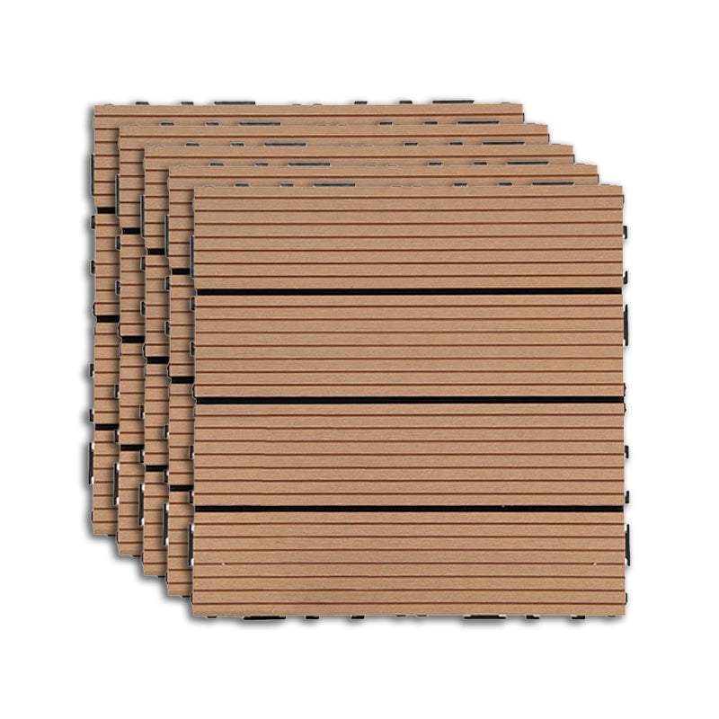 Outdoor Deck Tiles Striped Detail Composite Snapping Wooden Deck Tiles Brown Clearhalo 'Home Improvement' 'home_improvement' 'home_improvement_outdoor_deck_tiles_planks' 'Outdoor Deck Tiles & Planks' 'Outdoor Flooring & Tile' 'Outdoor Remodel' 'outdoor_deck_tiles_planks' 7379190