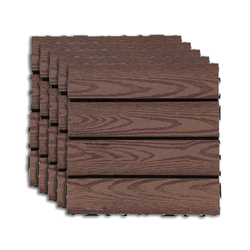 Outdoor Deck Tiles Striped Detail Composite Snapping Wooden Deck Tiles Coffee Clearhalo 'Home Improvement' 'home_improvement' 'home_improvement_outdoor_deck_tiles_planks' 'Outdoor Deck Tiles & Planks' 'Outdoor Flooring & Tile' 'Outdoor Remodel' 'outdoor_deck_tiles_planks' 7379196