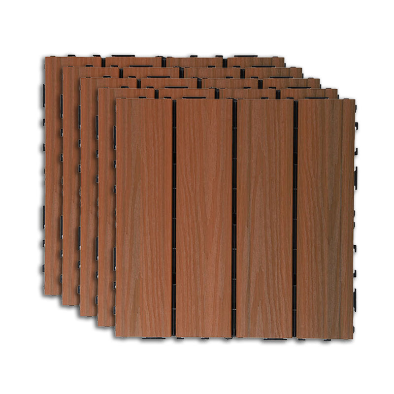 Outdoor Deck Tiles Striped Detail Composite Snapping Wooden Deck Tiles Red Brown Clearhalo 'Home Improvement' 'home_improvement' 'home_improvement_outdoor_deck_tiles_planks' 'Outdoor Deck Tiles & Planks' 'Outdoor Flooring & Tile' 'Outdoor Remodel' 'outdoor_deck_tiles_planks' 7379200