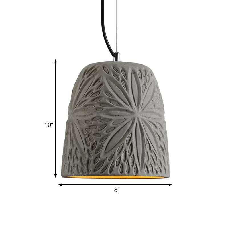 Cup/Conic Cement Hanging Light Antiqued 1 Bulb 8"/12" Width Restaurant Ceiling Pendant Lamp in Grey Clearhalo 'Ceiling Lights' 'Industrial Pendants' 'Industrial' 'Middle Century Pendants' 'Pendant Lights' 'Pendants' 'Tiffany' Lighting' 737921