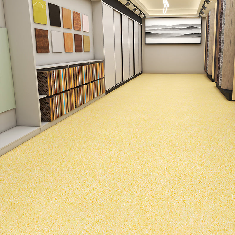 Modern Scratch Resistant Plastic floor Square Edge Floor Leather Yellow 0.05" Clearhalo 'Flooring 'Home Improvement' 'home_improvement' 'home_improvement_vinyl_flooring' 'Vinyl Flooring' 'vinyl_flooring' Walls and Ceiling' 7379249