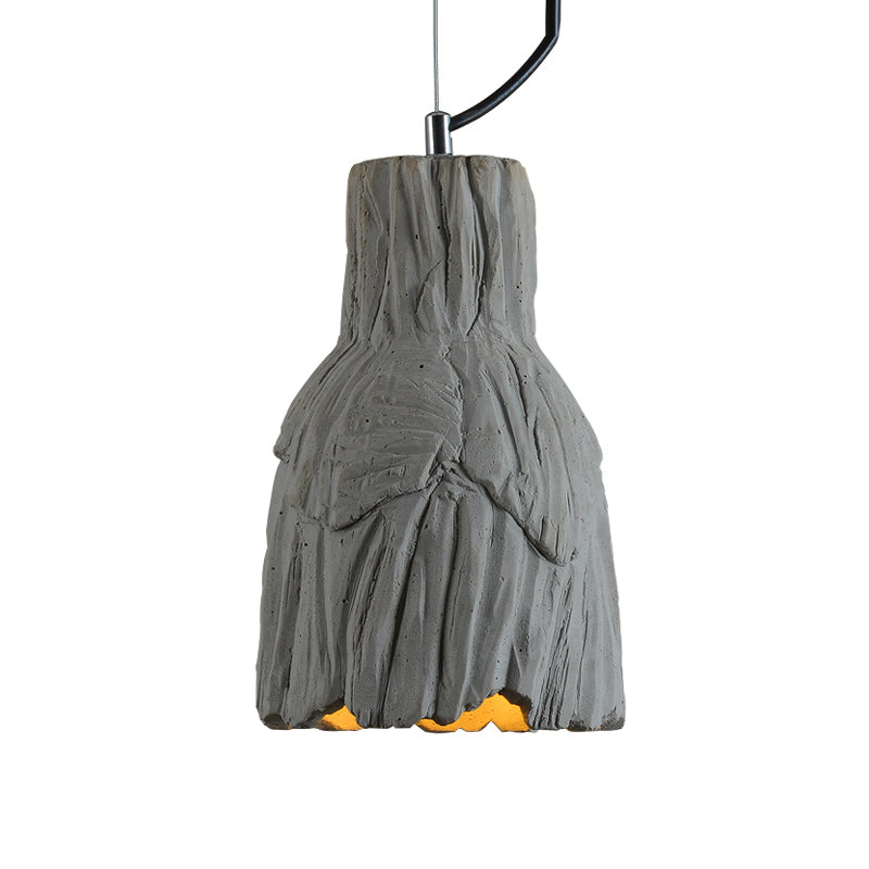 Industrial-Style Barn/Domed Ceiling Light 1 Light Cement Hanging Pendant Lamp in Grey, 6"/12" Wide Clearhalo 'Ceiling Lights' 'Industrial Pendants' 'Industrial' 'Middle Century Pendants' 'Pendant Lights' 'Pendants' 'Tiffany' Lighting' 737928