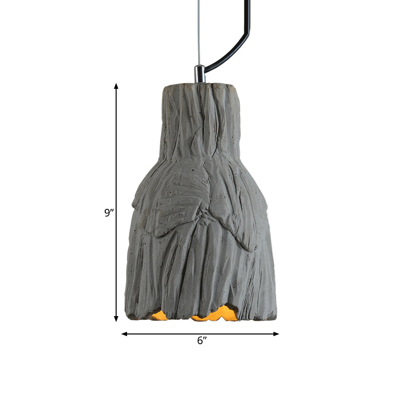 Industrial-Style Barn/Domed Ceiling Light 1 Light Cement Hanging Pendant Lamp in Grey, 6"/12" Wide Clearhalo 'Ceiling Lights' 'Industrial Pendants' 'Industrial' 'Middle Century Pendants' 'Pendant Lights' 'Pendants' 'Tiffany' Lighting' 737930