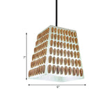 Brown 1-Head Hanging Light Kit Industrial Resin Trapezoid Pendant Lamp with Conch Deco Clearhalo 'Ceiling Lights' 'Industrial Pendants' 'Industrial' 'Middle Century Pendants' 'Pendant Lights' 'Pendants' 'Tiffany' Lighting' 737934