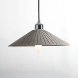 Grey Ribbed Conic Hanging Lighting Vintage Cement 1-Head Restaurant Pendant Lamp Kit Clearhalo 'Art Deco Pendants' 'Cast Iron' 'Ceiling Lights' 'Ceramic' 'Crystal' 'Industrial Pendants' 'Industrial' 'Metal' 'Middle Century Pendants' 'Pendant Lights' 'Pendants' 'Tiffany' Lighting' 737945