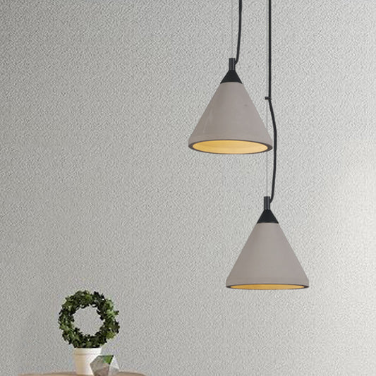 1 Bulb Ceiling Pendant Light Antiqued Restaurant Hanging Lamp with Cone Cement Shade in Grey Clearhalo 'Ceiling Lights' 'Industrial Pendants' 'Industrial' 'Middle Century Pendants' 'Pendant Lights' 'Pendants' 'Tiffany' Lighting' 737948