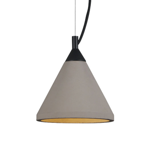 1 Bulb Ceiling Pendant Light Antiqued Restaurant Hanging Lamp with Cone Cement Shade in Grey Clearhalo 'Ceiling Lights' 'Industrial Pendants' 'Industrial' 'Middle Century Pendants' 'Pendant Lights' 'Pendants' 'Tiffany' Lighting' 737949