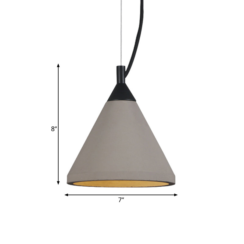 1 Bulb Ceiling Pendant Light Antiqued Restaurant Hanging Lamp with Cone Cement Shade in Grey Clearhalo 'Ceiling Lights' 'Industrial Pendants' 'Industrial' 'Middle Century Pendants' 'Pendant Lights' 'Pendants' 'Tiffany' Lighting' 737950