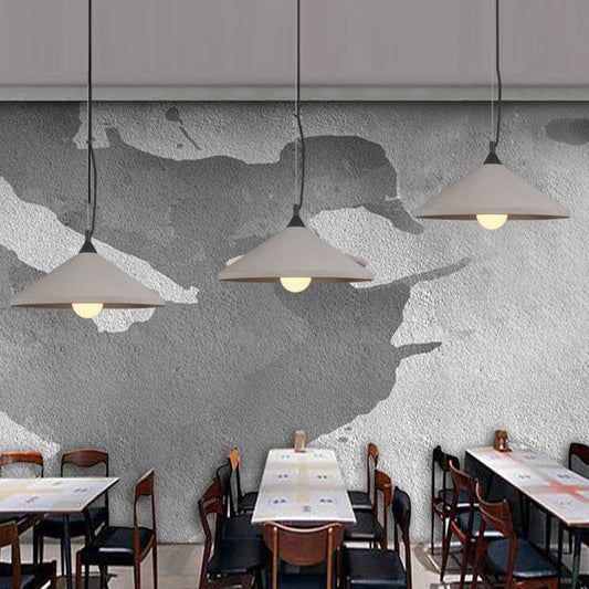 Industrial-Style Wide Flare Pendant Lamp 1 Head Cement Hanging Ceiling Light in Grey Clearhalo 'Ceiling Lights' 'Industrial Pendants' 'Industrial' 'Middle Century Pendants' 'Pendant Lights' 'Pendants' 'Tiffany' Lighting' 737952
