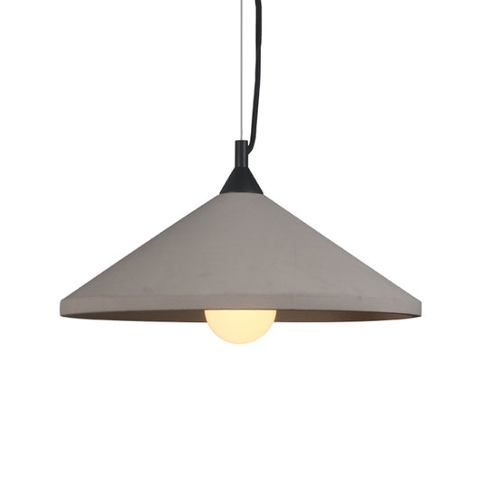Industrial-Style Wide Flare Pendant Lamp 1 Head Cement Hanging Ceiling Light in Grey Clearhalo 'Ceiling Lights' 'Industrial Pendants' 'Industrial' 'Middle Century Pendants' 'Pendant Lights' 'Pendants' 'Tiffany' Lighting' 737953