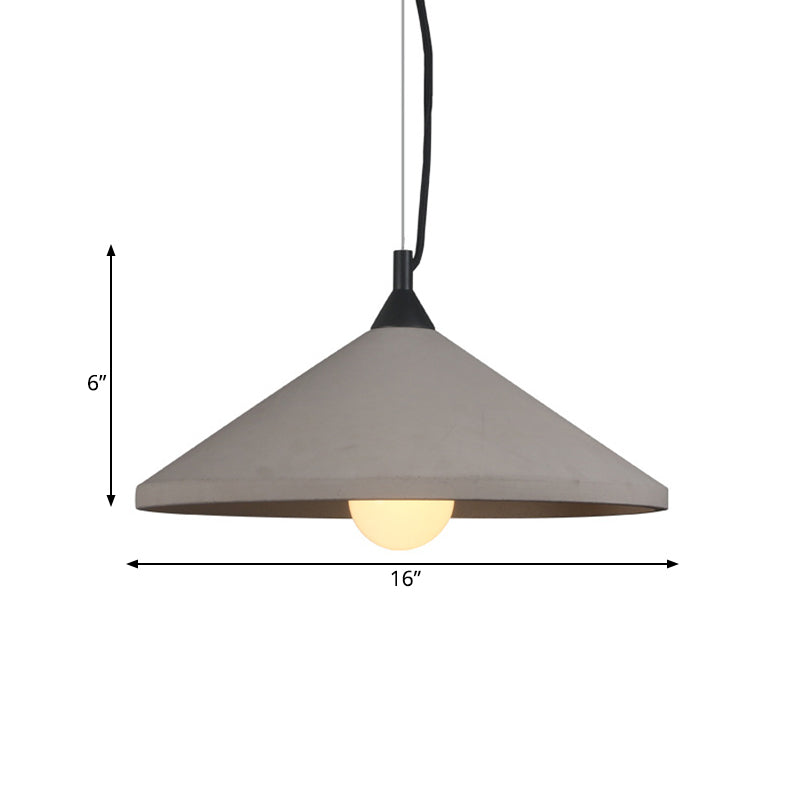 Industrial-Style Wide Flare Pendant Lamp 1 Head Cement Hanging Ceiling Light in Grey Clearhalo 'Ceiling Lights' 'Industrial Pendants' 'Industrial' 'Middle Century Pendants' 'Pendant Lights' 'Pendants' 'Tiffany' Lighting' 737954