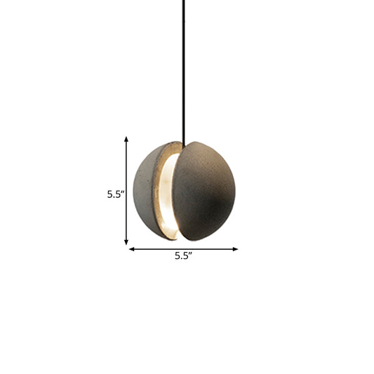Sphere Cement Hanging Pendant Light Vintage 1-Light Living Room Ceiling Lamp in Grey Clearhalo 'Ceiling Lights' 'Industrial Pendants' 'Industrial' 'Middle Century Pendants' 'Pendant Lights' 'Pendants' 'Tiffany' Lighting' 737958