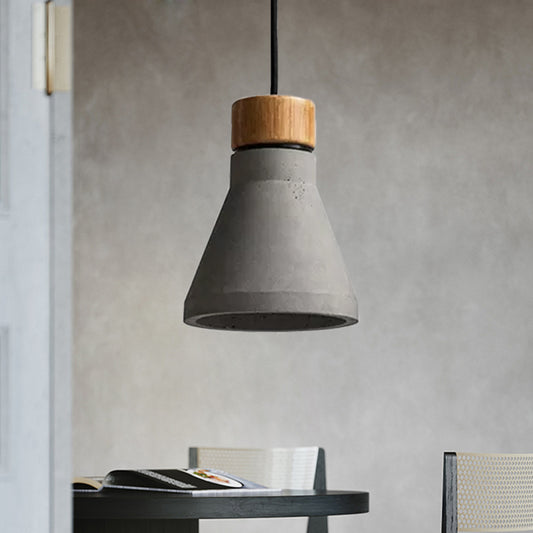 Cement Flared Pendant Ceiling Light Vintage 1-Head Bedroom Hanging Lamp Kit in Grey/Grey and Brown Brown Clearhalo 'Ceiling Lights' 'Industrial Pendants' 'Industrial' 'Middle Century Pendants' 'Pendant Lights' 'Pendants' 'Tiffany' Lighting' 737963
