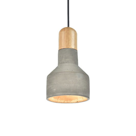 1-Bulb Jar Shape Pendant Light Kit Industrial Grey/Red/Blue Cement Hanging Ceiling Lamp with Wood Top Clearhalo 'Ceiling Lights' 'Industrial Pendants' 'Industrial' 'Middle Century Pendants' 'Pendant Lights' 'Pendants' 'Tiffany' Lighting' 737968