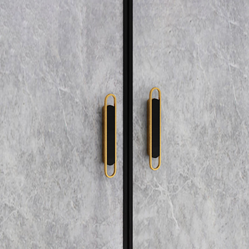 Bath Vanity Single Sink Metal Frame Grey Rectangular 2 Doors Freestanding Vanity Clearhalo 'Bathroom Remodel & Bathroom Fixtures' 'Bathroom Vanities' 'bathroom_vanities' 'Home Improvement' 'home_improvement' 'home_improvement_bathroom_vanities' 7379926