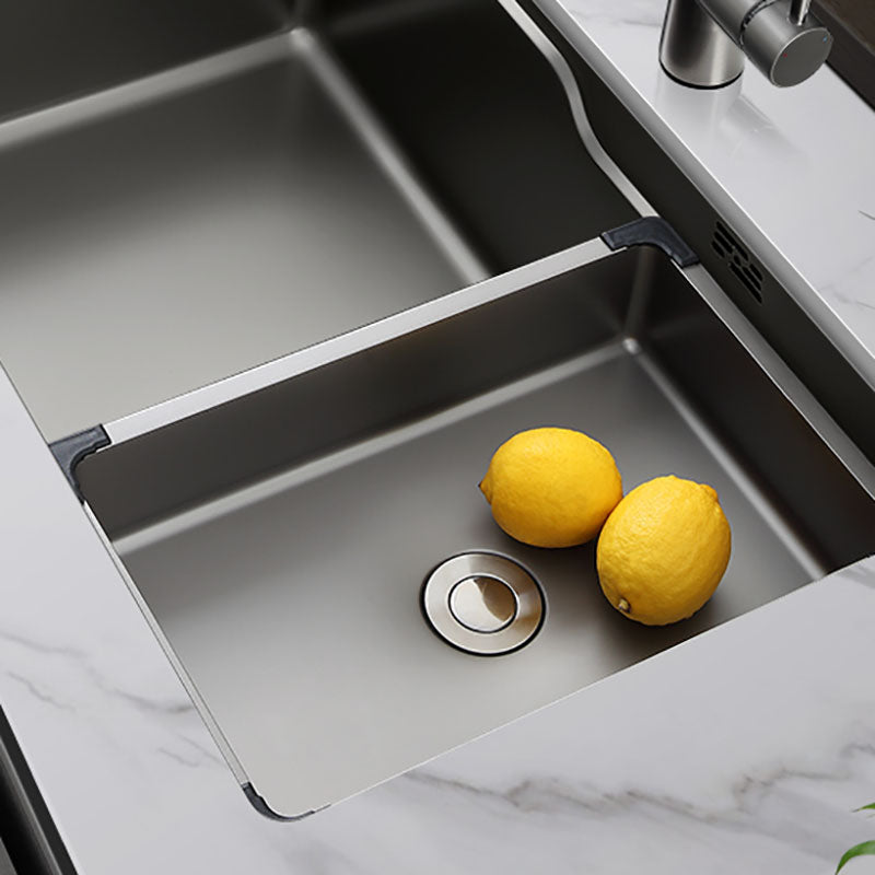 Stainless Steel Kitchen Sink Single Basin Kitchen Sink with Cutting-Board Clearhalo 'Home Improvement' 'home_improvement' 'home_improvement_kitchen_sinks' 'Kitchen Remodel & Kitchen Fixtures' 'Kitchen Sinks & Faucet Components' 'Kitchen Sinks' 'kitchen_sinks' 7380512