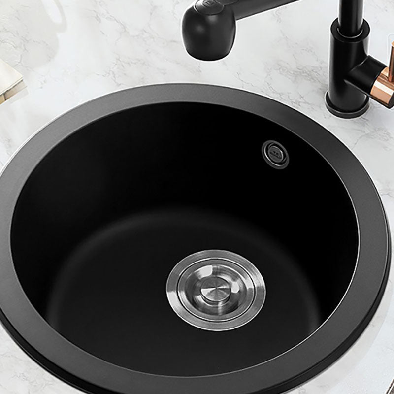 Quartz Kitchen Sink Round Single Basin Kitchen Sink with Drain Assembly Clearhalo 'Home Improvement' 'home_improvement' 'home_improvement_kitchen_sinks' 'Kitchen Remodel & Kitchen Fixtures' 'Kitchen Sinks & Faucet Components' 'Kitchen Sinks' 'kitchen_sinks' 7380522
