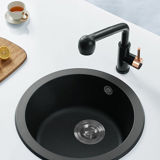 Quartz Kitchen Sink Round Single Basin Kitchen Sink with Drain Assembly Clearhalo 'Home Improvement' 'home_improvement' 'home_improvement_kitchen_sinks' 'Kitchen Remodel & Kitchen Fixtures' 'Kitchen Sinks & Faucet Components' 'Kitchen Sinks' 'kitchen_sinks' 7380527