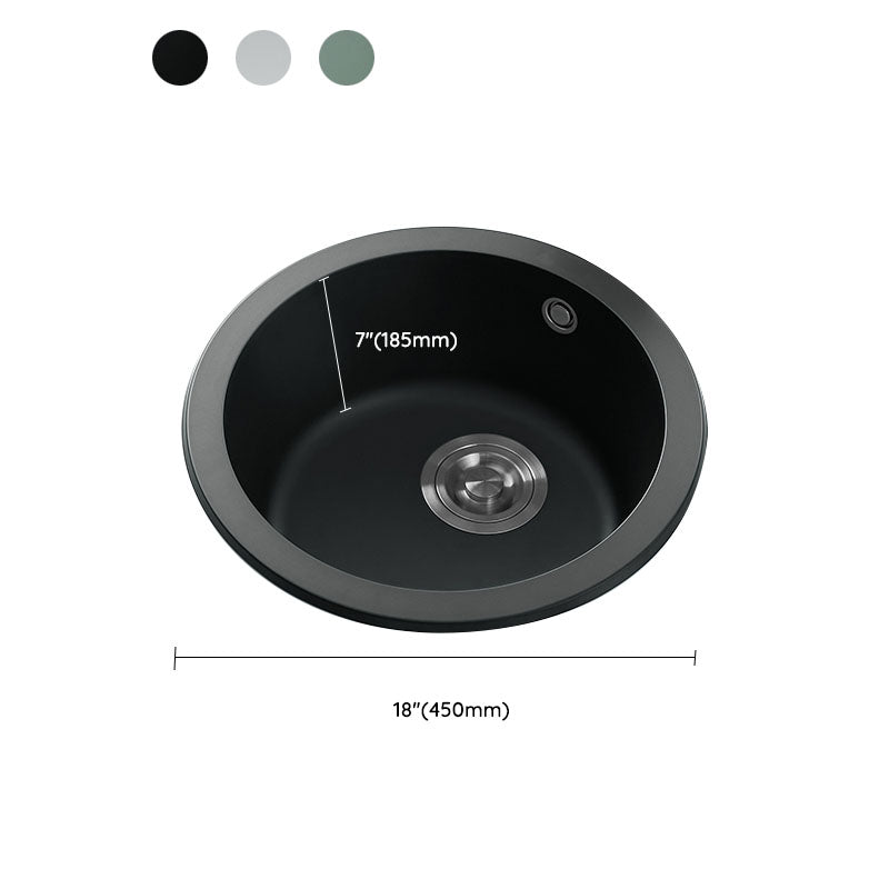 Quartz Kitchen Sink Round Single Basin Kitchen Sink with Drain Assembly Clearhalo 'Home Improvement' 'home_improvement' 'home_improvement_kitchen_sinks' 'Kitchen Remodel & Kitchen Fixtures' 'Kitchen Sinks & Faucet Components' 'Kitchen Sinks' 'kitchen_sinks' 7380543