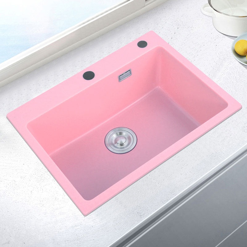 Quartz Kitchen Sink Contemporary Single Bowl Kitchen Sink with Drain Assembly Clearhalo 'Home Improvement' 'home_improvement' 'home_improvement_kitchen_sinks' 'Kitchen Remodel & Kitchen Fixtures' 'Kitchen Sinks & Faucet Components' 'Kitchen Sinks' 'kitchen_sinks' 7380550