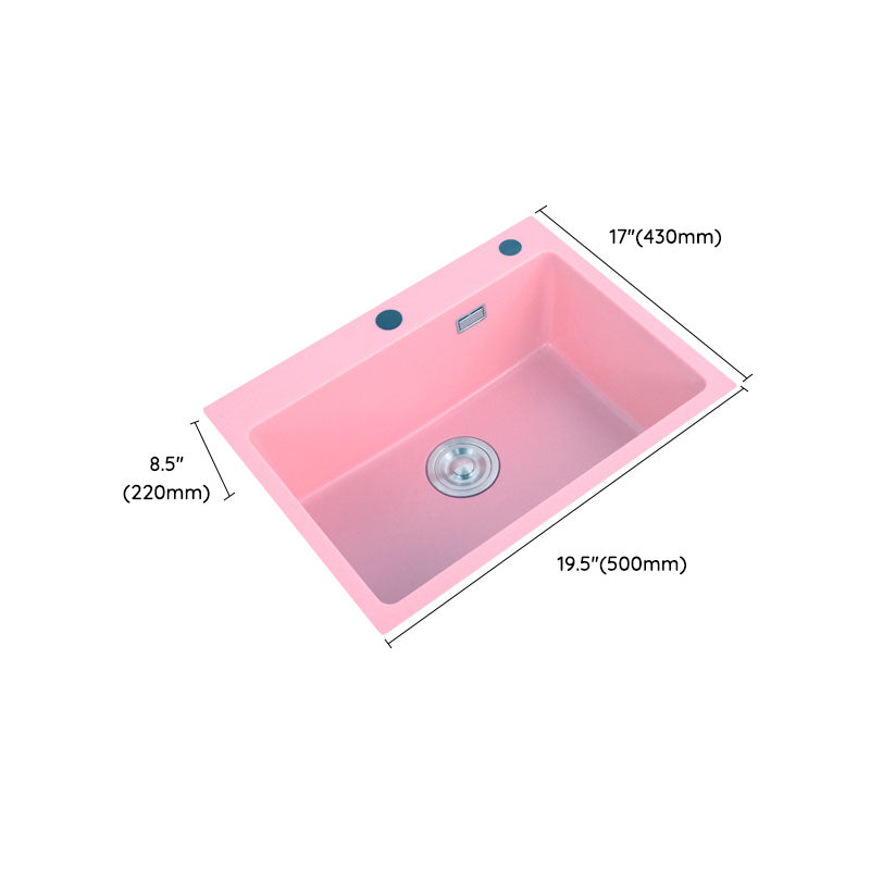 Quartz Kitchen Sink Contemporary Single Bowl Kitchen Sink with Drain Assembly Clearhalo 'Home Improvement' 'home_improvement' 'home_improvement_kitchen_sinks' 'Kitchen Remodel & Kitchen Fixtures' 'Kitchen Sinks & Faucet Components' 'Kitchen Sinks' 'kitchen_sinks' 7380557