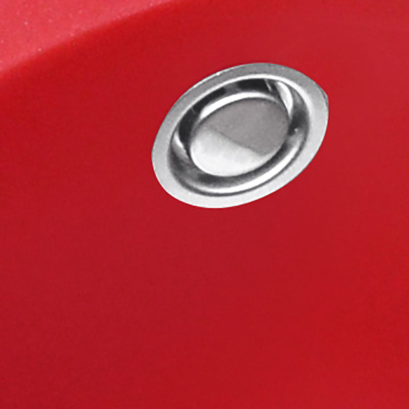 Quartz Kitchen Sink Single Bowl Red Round Kitchen Sink with Drain Assembly Clearhalo 'Home Improvement' 'home_improvement' 'home_improvement_kitchen_sinks' 'Kitchen Remodel & Kitchen Fixtures' 'Kitchen Sinks & Faucet Components' 'Kitchen Sinks' 'kitchen_sinks' 7380579