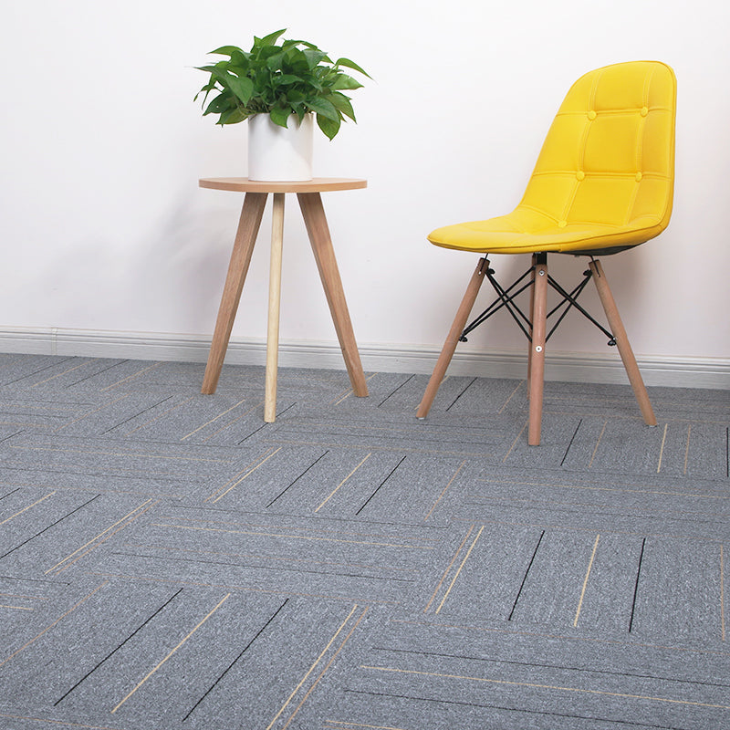 Modern Carpet Tiles Level Loop Self Adhesive Fire Resistant Tiles and Carpet Light Gray Striped 1 Set for Wallboard (32 Pieces * 1) Clearhalo 'Carpet Tiles & Carpet Squares' 'carpet_tiles_carpet_squares' 'Flooring 'Home Improvement' 'home_improvement' 'home_improvement_carpet_tiles_carpet_squares' Walls and Ceiling' 7380609