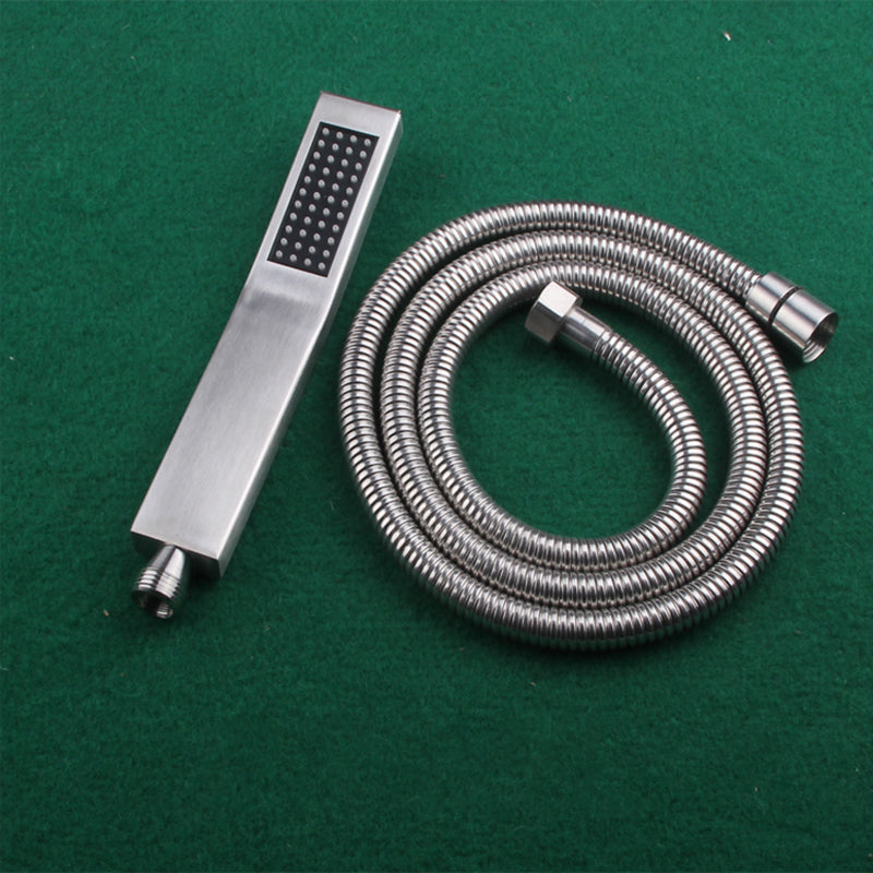 Simple Rectangle Shower Head 304 Stainless Steel Handheld Shower Head Curved Shower Head with Hose Clearhalo 'Bathroom Remodel & Bathroom Fixtures' 'Home Improvement' 'home_improvement' 'home_improvement_shower_heads' 'Shower Heads' 'shower_heads' 'Showers & Bathtubs Plumbing' 'Showers & Bathtubs' 7380668