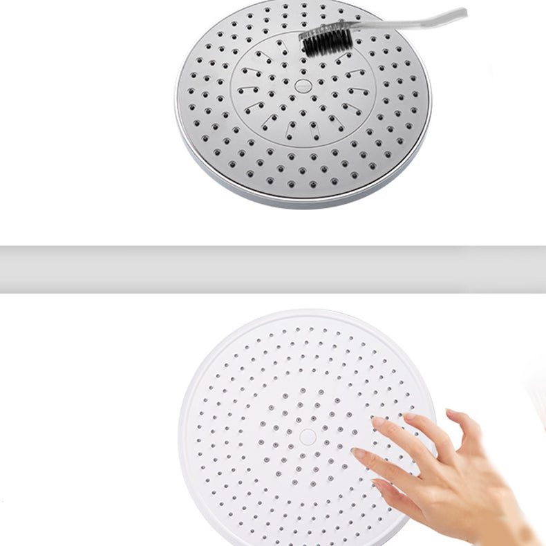 White Metal Shower Head Combo Modern Round Fixed Shower Head for Bathroom Clearhalo 'Bathroom Remodel & Bathroom Fixtures' 'Home Improvement' 'home_improvement' 'home_improvement_shower_heads' 'Shower Heads' 'shower_heads' 'Showers & Bathtubs Plumbing' 'Showers & Bathtubs' 7380687