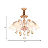 3/6 Heads Floral Ceiling Chandelier Traditional Gold Crystal Hanging Pendant Lamp for Bedroom Clearhalo 'Ceiling Lights' 'Chandeliers' Lighting' options 738071
