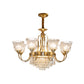 Bell Clear Glass Crystal Pendant Lamp Traditional 6/8-Head Living Room Up Chandelier Lighting in Brass Clearhalo 'Ceiling Lights' 'Chandeliers' Lighting' options 738086