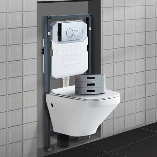 Elongated Wall Mounted Bidet 18.1" H Cotton White Smart Bidet with Warm Air Dryer Clearhalo 'Bathroom Remodel & Bathroom Fixtures' 'Bidets' 'Home Improvement' 'home_improvement' 'home_improvement_bidets' 'Toilets & Bidets' 7381026