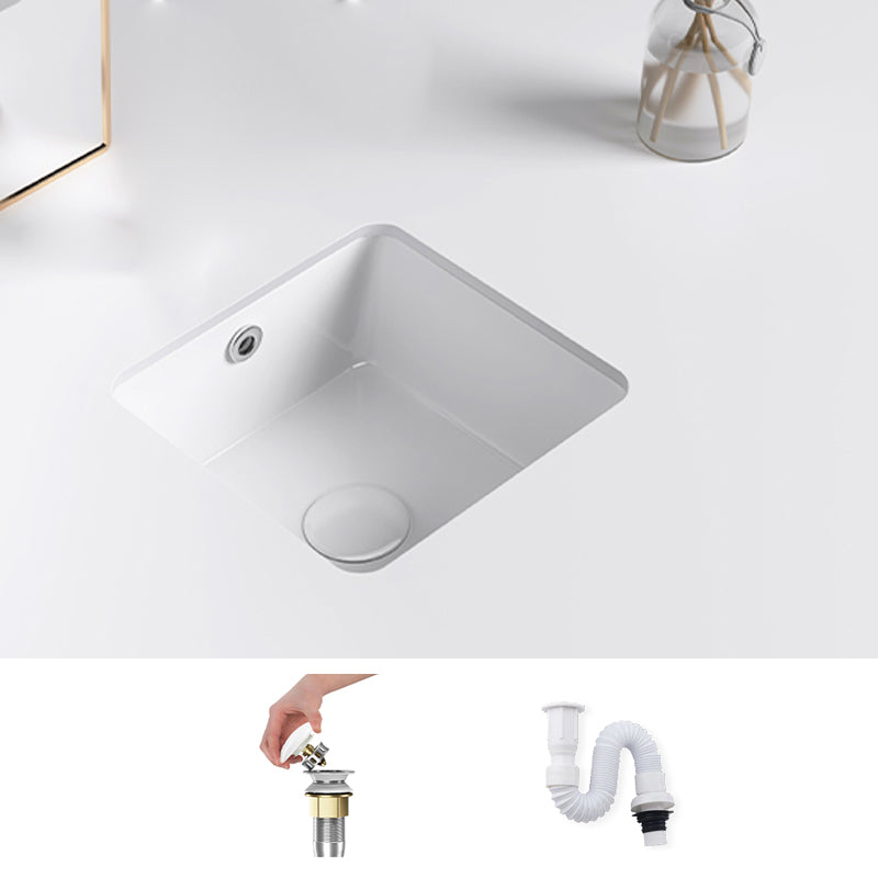 Classic Bathroom Sink Rectangular White Wash Stand with Pop-Up Drain 12"L x 12"W x 6"H Sink Square Clearhalo 'Bathroom Remodel & Bathroom Fixtures' 'Bathroom Sinks & Faucet Components' 'Bathroom Sinks' 'bathroom_sink' 'Home Improvement' 'home_improvement' 'home_improvement_bathroom_sink' 7381243
