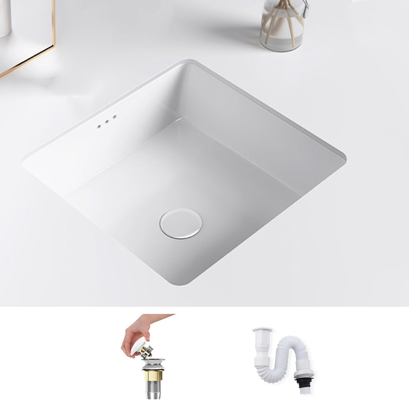 Classic Bathroom Sink Rectangular White Wash Stand with Pop-Up Drain 18"L x 18"W x 7"H Sink Square Clearhalo 'Bathroom Remodel & Bathroom Fixtures' 'Bathroom Sinks & Faucet Components' 'Bathroom Sinks' 'bathroom_sink' 'Home Improvement' 'home_improvement' 'home_improvement_bathroom_sink' 7381244