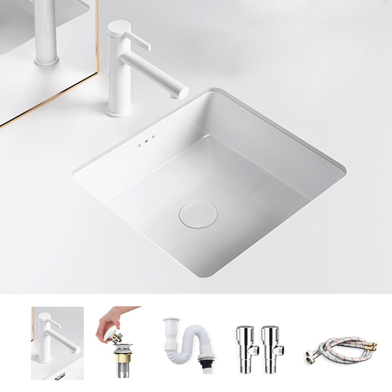 Classic Bathroom Sink Rectangular White Wash Stand with Pop-Up Drain 16"L x 16"W x 7"H Sink with Faucet Square Clearhalo 'Bathroom Remodel & Bathroom Fixtures' 'Bathroom Sinks & Faucet Components' 'Bathroom Sinks' 'bathroom_sink' 'Home Improvement' 'home_improvement' 'home_improvement_bathroom_sink' 7381265