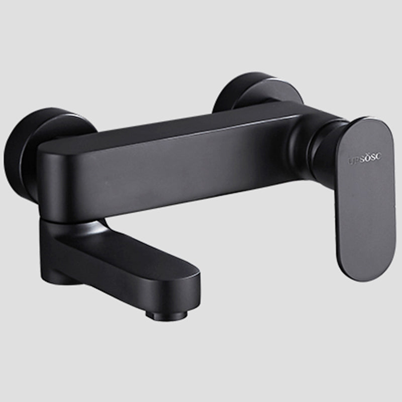 Contemporary Tub Filler Wall Mount Swivel Spout Tub Filler Trim Black Single Faucet Risers Not Included Clearhalo 'Bathroom Remodel & Bathroom Fixtures' 'Bathtub Faucets' 'bathtub_faucets' 'Home Improvement' 'home_improvement' 'home_improvement_bathtub_faucets' 7381287