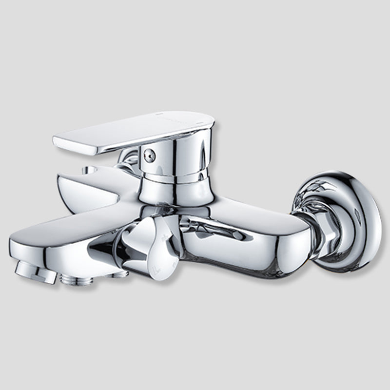 Popular Tub Filler Wall Mounted Lever Handle Fixed Tub Faucet Trim Single Faucet Spray Gun Not Included Risers Not Included Clearhalo 'Bathroom Remodel & Bathroom Fixtures' 'Bathtub Faucets' 'bathtub_faucets' 'Home Improvement' 'home_improvement' 'home_improvement_bathtub_faucets' 7381306