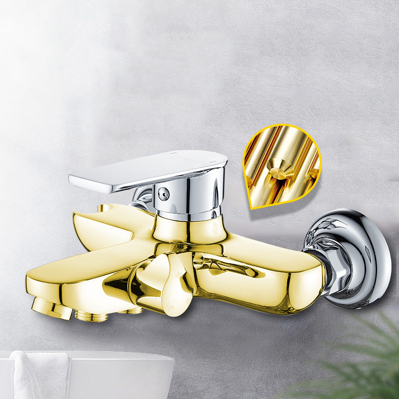 Popular Tub Filler Wall Mounted Lever Handle Fixed Tub Faucet Trim Clearhalo 'Bathroom Remodel & Bathroom Fixtures' 'Bathtub Faucets' 'bathtub_faucets' 'Home Improvement' 'home_improvement' 'home_improvement_bathtub_faucets' 7381307
