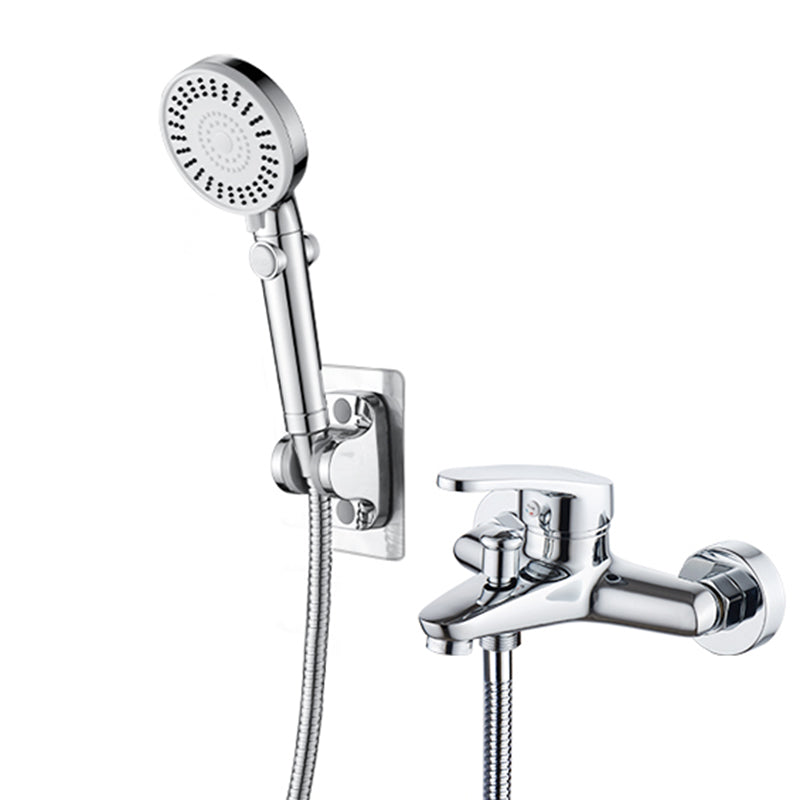 Tradition Fixed Bathtub Faucet Wall Mount Lever Handle Tub Faucet Tri-Mode Handshower Risers Not Included Fixed Clearhalo 'Bathroom Remodel & Bathroom Fixtures' 'Bathtub Faucets' 'bathtub_faucets' 'Home Improvement' 'home_improvement' 'home_improvement_bathtub_faucets' 7381325