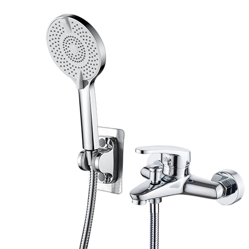 Tradition Fixed Bathtub Faucet Wall Mount Lever Handle Tub Faucet Four Speed Shower Risers Not Included Fixed Clearhalo 'Bathroom Remodel & Bathroom Fixtures' 'Bathtub Faucets' 'bathtub_faucets' 'Home Improvement' 'home_improvement' 'home_improvement_bathtub_faucets' 7381335