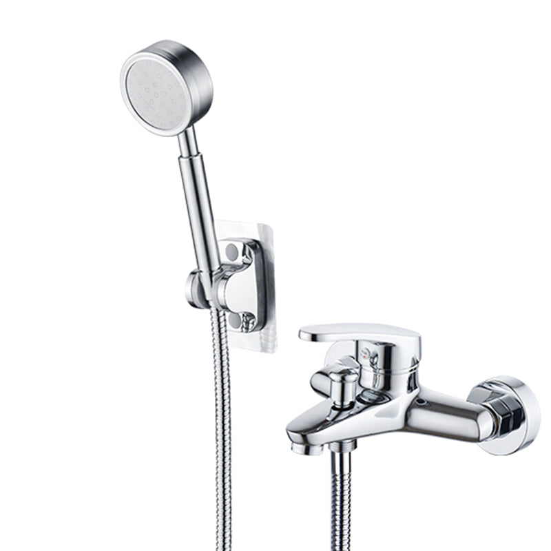Tradition Fixed Bathtub Faucet Wall Mount Lever Handle Tub Faucet Stainless Steel Handshower Risers Not Included Fixed Clearhalo 'Bathroom Remodel & Bathroom Fixtures' 'Bathtub Faucets' 'bathtub_faucets' 'Home Improvement' 'home_improvement' 'home_improvement_bathtub_faucets' 7381337