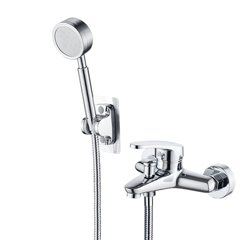 Tradition Fixed Bathtub Faucet Wall Mount Lever Handle Tub Faucet Stainless Steel Handshower Risers Not Included Fixed Clearhalo 'Bathroom Remodel & Bathroom Fixtures' 'Bathtub Faucets' 'bathtub_faucets' 'Home Improvement' 'home_improvement' 'home_improvement_bathtub_faucets' 7381337